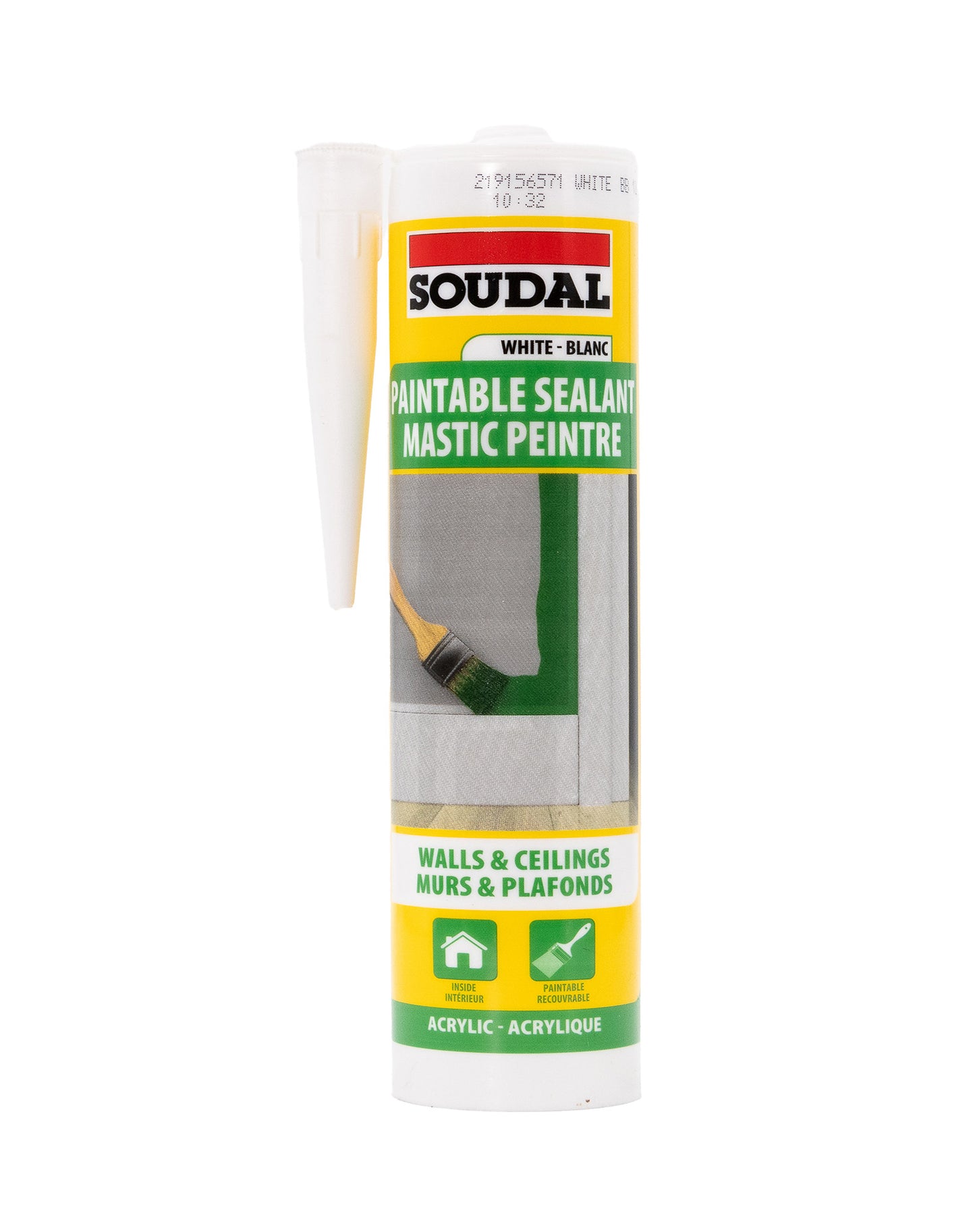 The white paintable sealant is an acrylic-based, solvent-free gap filler and sealant designed for low movement joints and filling gaps and cracks. It can be painted with most types of paint shortly after application.