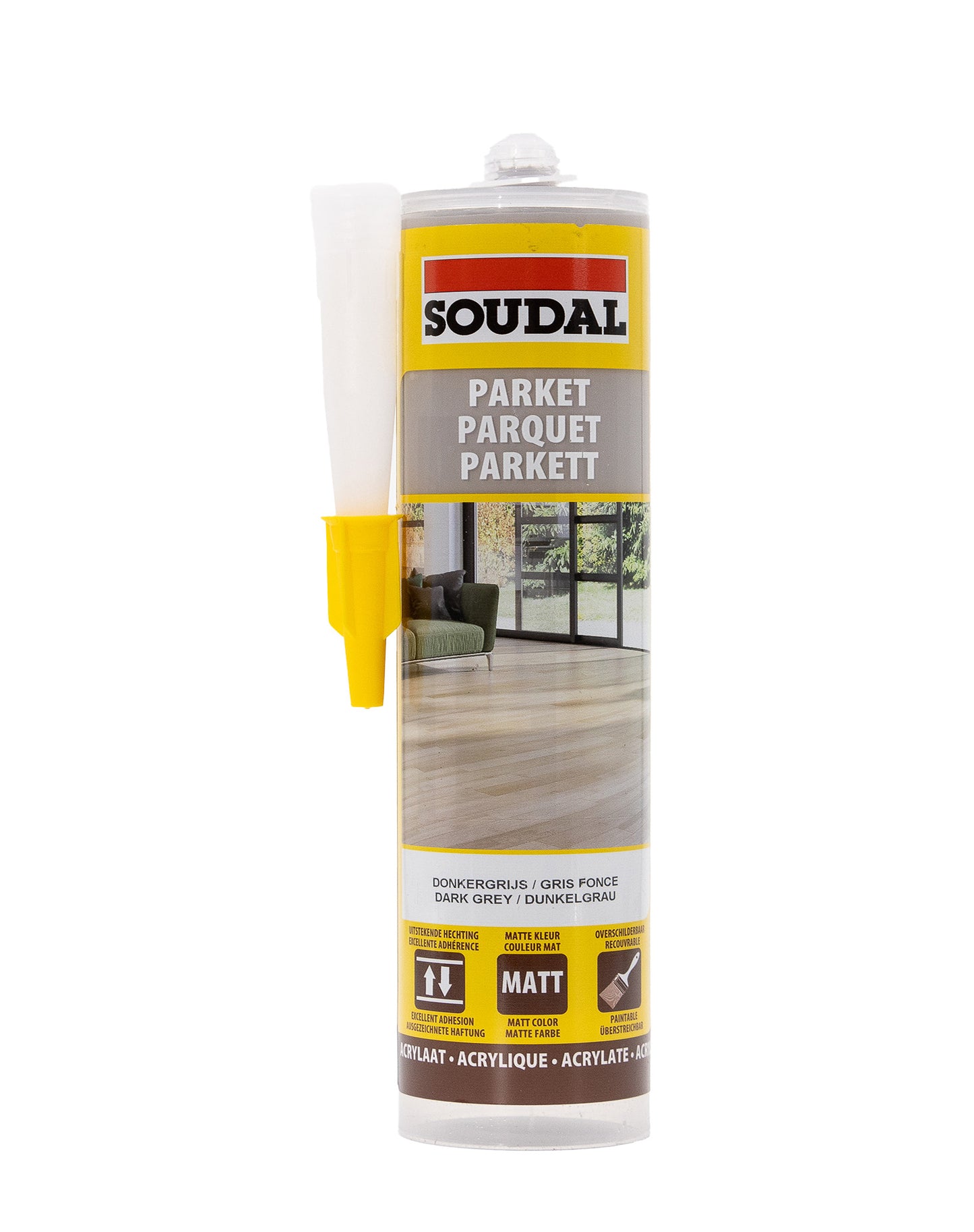 Acrylic parquet sealant Water-based acrylic polymer serves as a flexible joint sealant designed specifically for sealing joints in parquet or laminate floors.